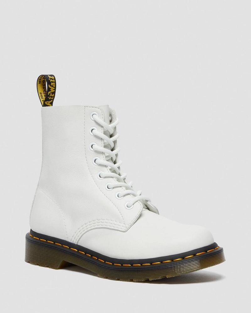 White Women\'s Dr Martens 1460 Pascal Virginia Leather Ankle Boots | CA 16VRW